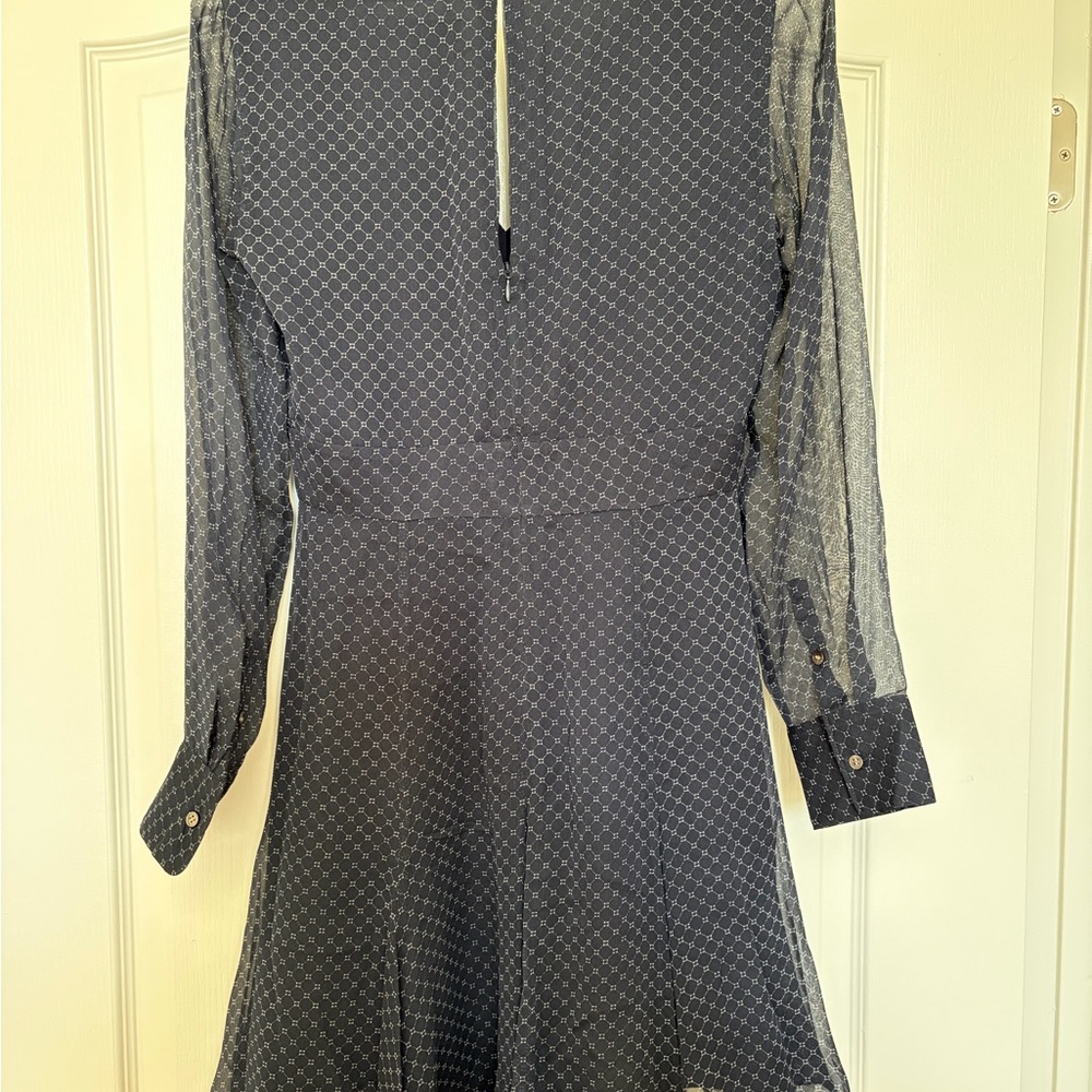Club Monaco Navy Geometric Long Sleeve Dress - Picture 2 of 3